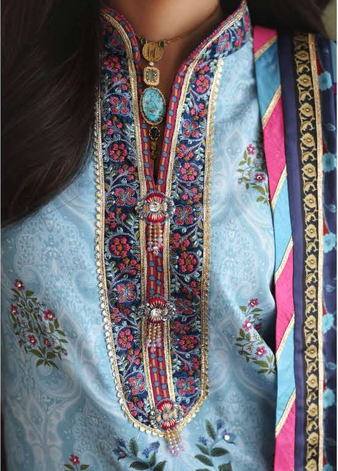 Nirvana by Mushq Unstitched Printed Raw Silk 3 Piece Suit MU26UNR In my Element HUNPS260102 - Festive Collection