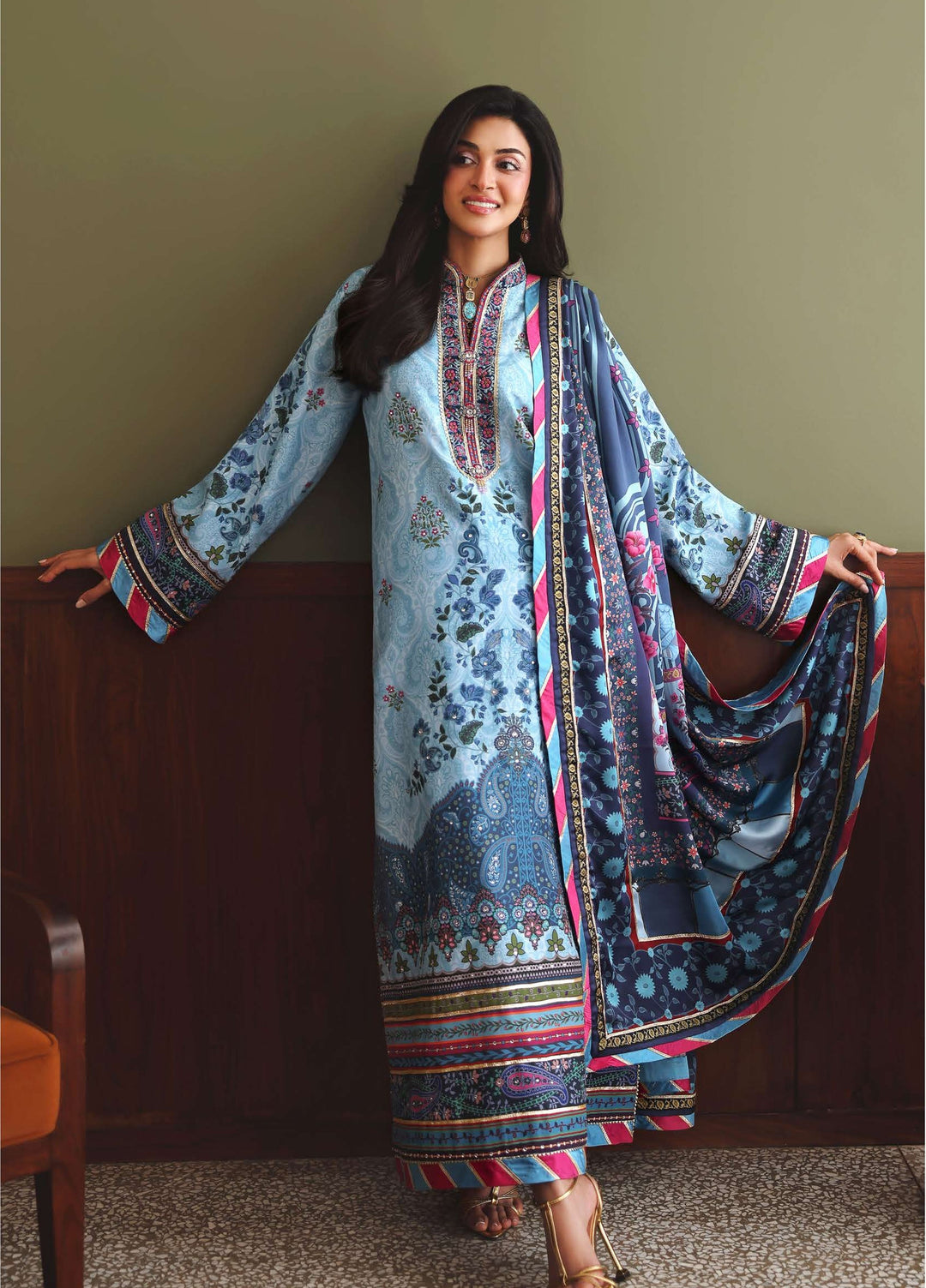 Nirvana by Mushq Unstitched Printed Raw Silk 3 Piece Suit MU26UNR In my Element HUNPS260102 - Festive Collection