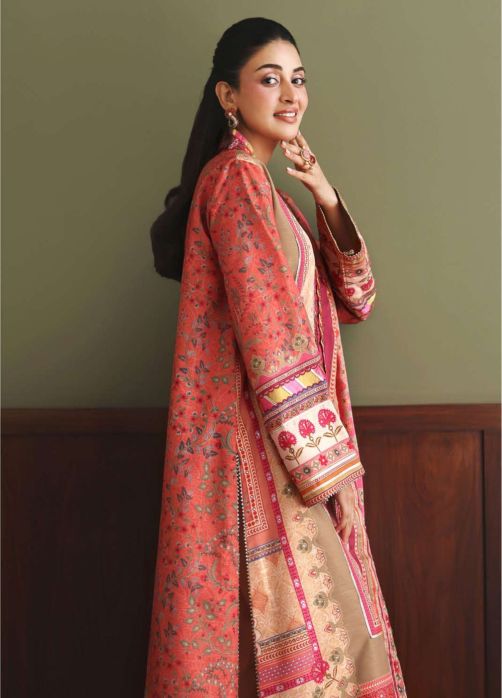 Nirvana by Mushq Unstitched Printed Raw Silk 3 Piece Suit MU26UNR Rose Mood HUNPS260104 - Festive Collection