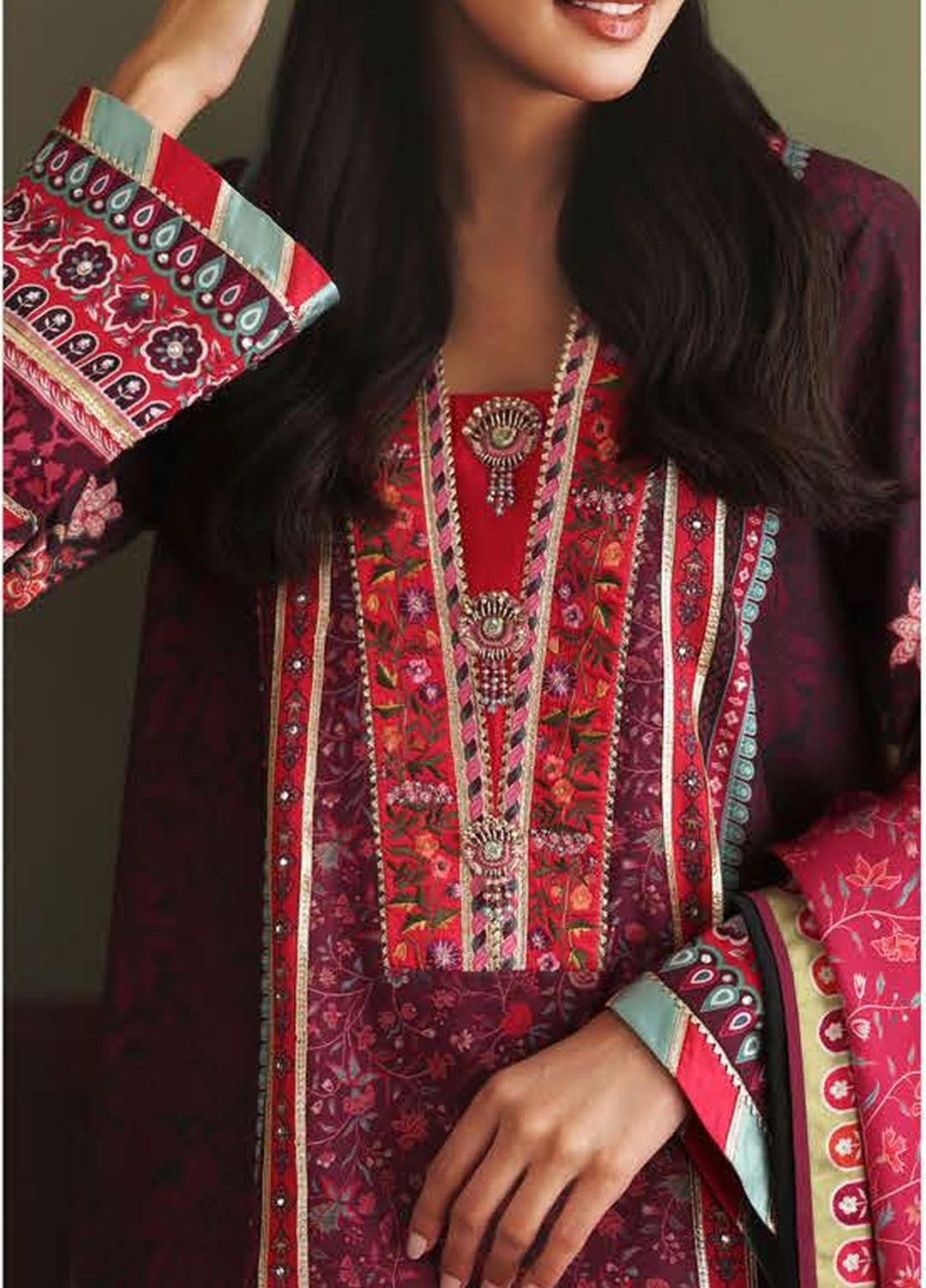 Nirvana by Mushq Unstitched Printed Raw Silk 3 Piece Suit MU26UNR Day Dreamer HUNPS260105 - Festive Collection