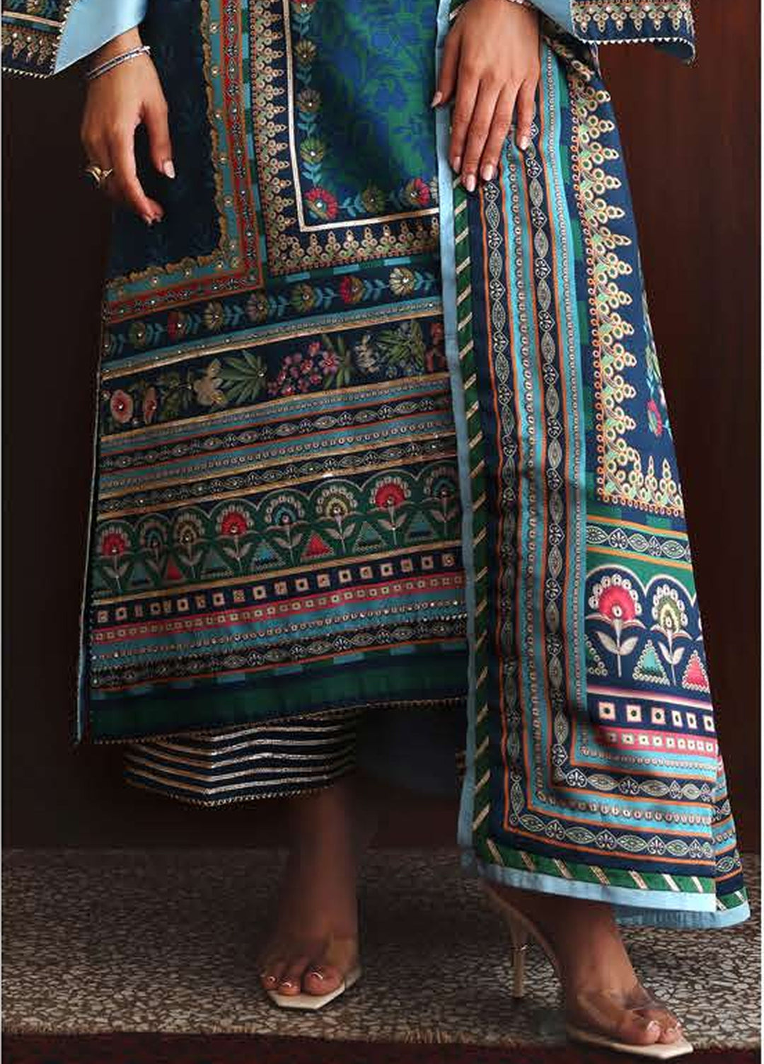 Nirvana by Mushq Unstitched Printed Raw Silk 3 Piece Suit MU26UNR Scene Stealer HUNPS260107 - Festive Collection