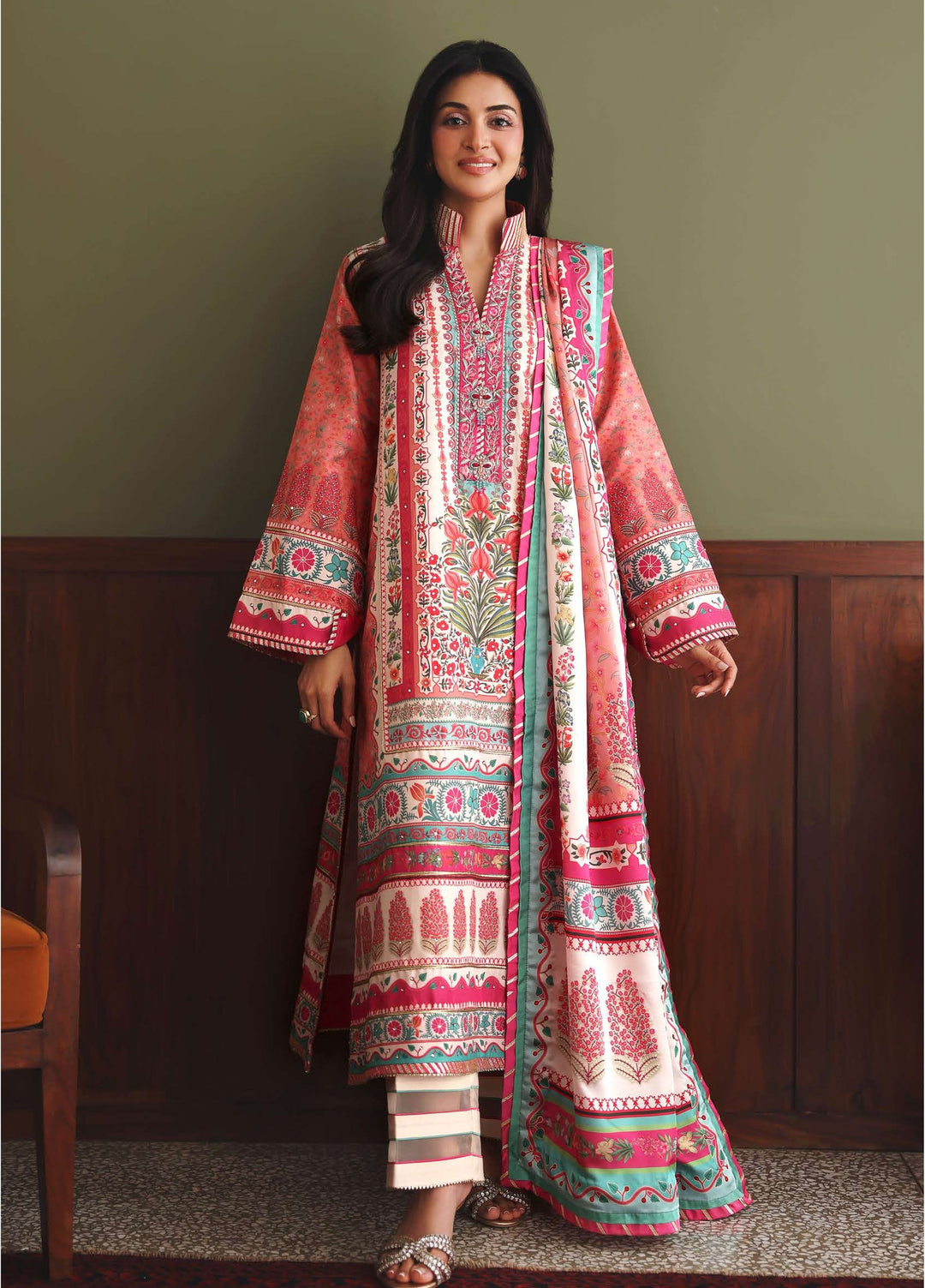 Nirvana by Mushq Unstitched Printed Raw Silk 3 Piece Suit MU26UNR Born Ready HUNPS260109 - Festive Collection