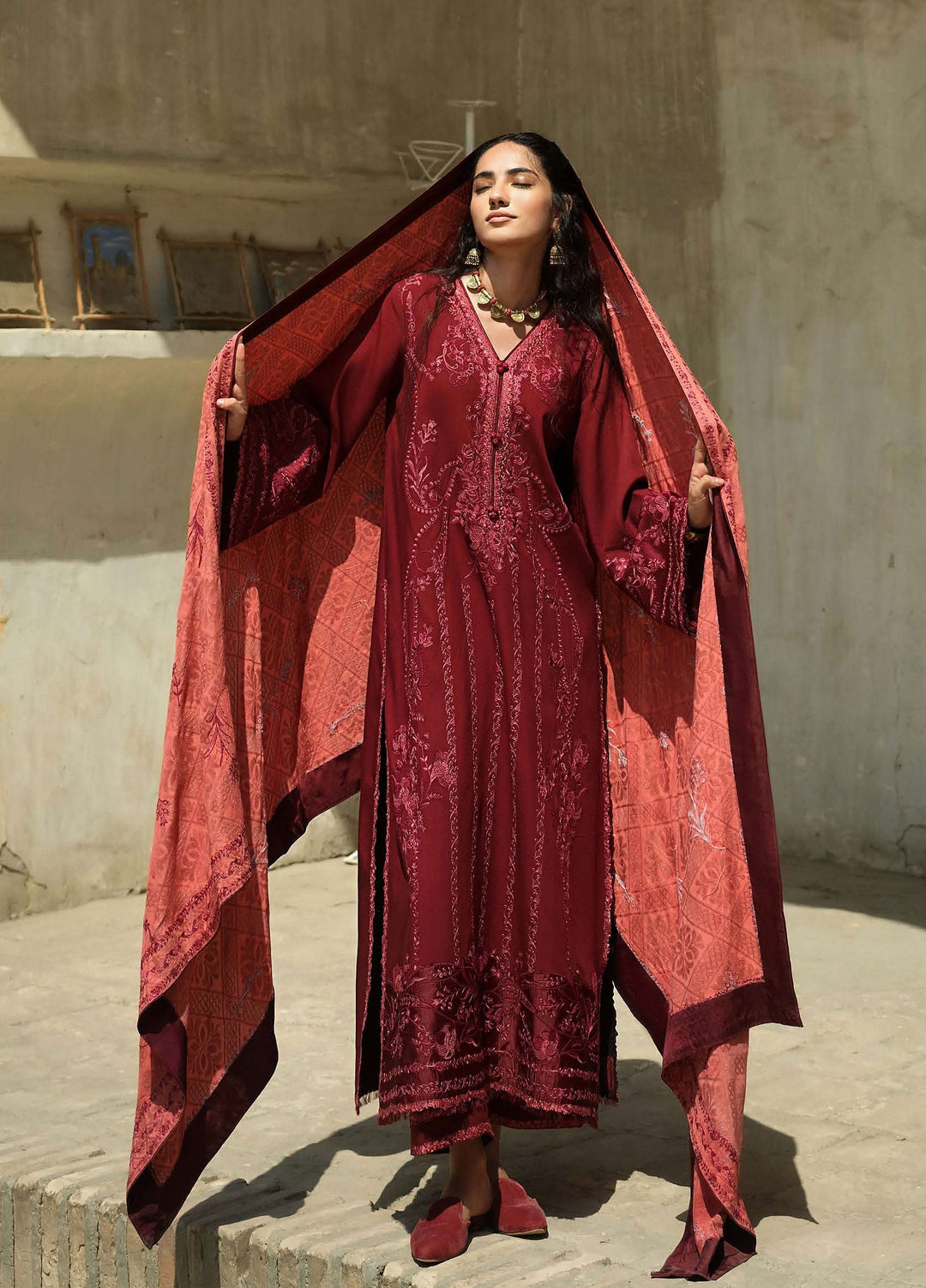 Beneath Bukhara by Mushq Unstitched Embroidered Linen 3 Piece Suit MU26UBBW Bukhara Bloom HUNWI260101 - Winter Collection