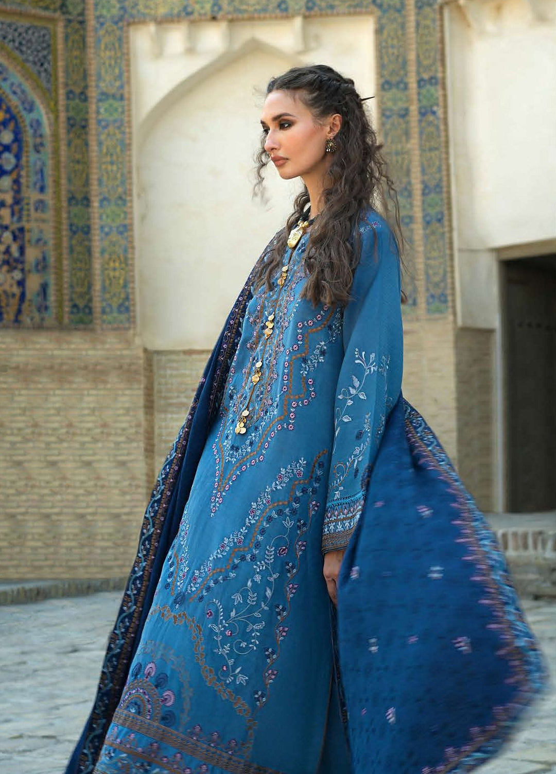Beneath Bukhara by Mushq Unstitched Embroidered Herringbone 3 Piece Suit MU26UBBW Heritage Haze HUNWI260104 - Winter Collection