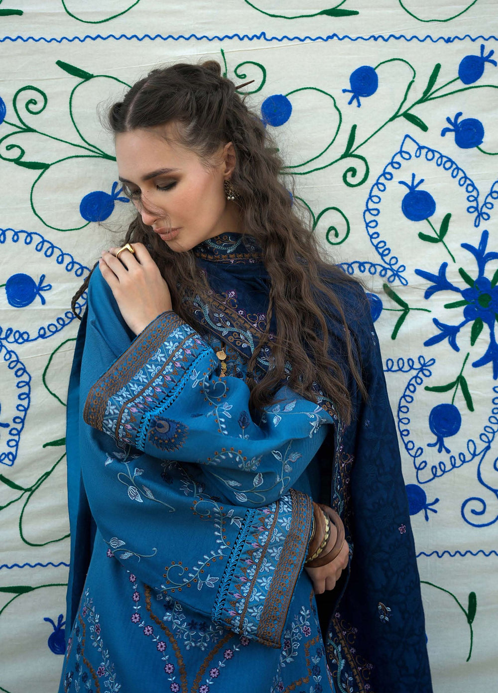 Beneath Bukhara by Mushq Unstitched Embroidered Herringbone 3 Piece Suit MU26UBBW Heritage Haze HUNWI260104 - Winter Collection
