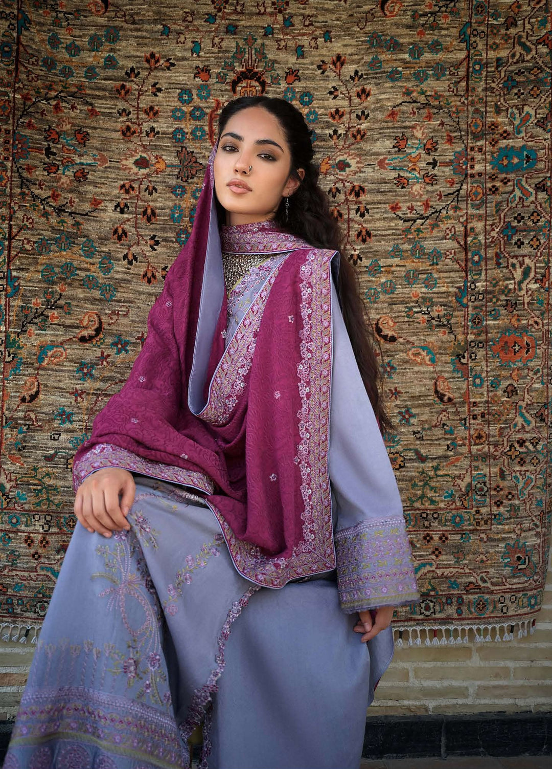 Beneath Bukhara by Mushq Unstitched Embroidered Crepe 3 Piece Suit MU26UBBW Old City Bloom HUNWI260106 - Winter Collection
