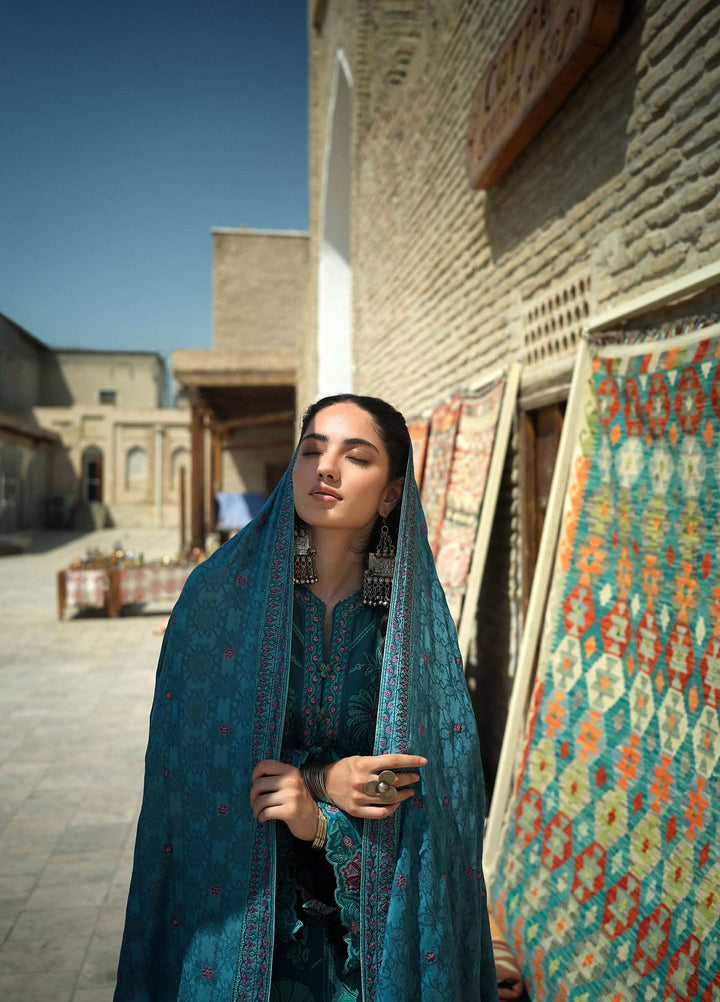 Beneath Bukhara by Mushq Unstitched Embroidered Corduroy 3 Piece Suit MU26UBBW Azure Courtyard HUNWI260109 - Winter Collection
