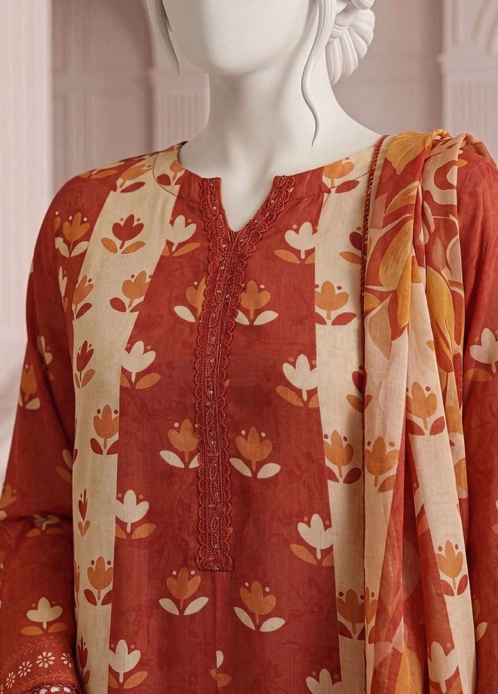 A Flowy Cut by HZ Textiles RTW Printed Rawsilk 3 Piece Suit HZ26RFC RPF-3P-006 Cinnamon Cream - Casual Collection