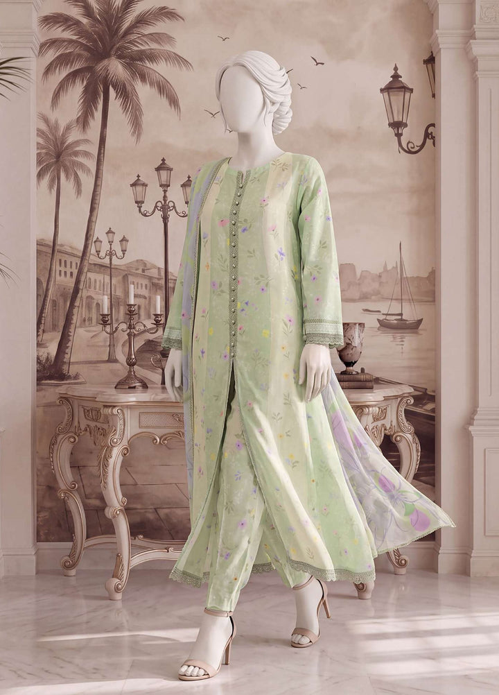 A Flowy Cut by HZ Textiles RTW Printed Raw Silk 3 Piece Suit HZ26RFC RPF-3P-003 Lime Mellow - Casual Collection