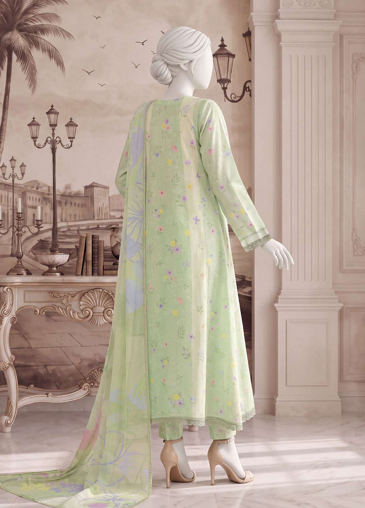 A Flowy Cut by HZ Textiles RTW Printed Raw Silk 3 Piece Suit HZ26RFC RPF-3P-003 Lime Mellow - Casual Collection