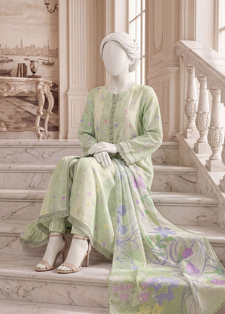 A Flowy Cut by HZ Textiles RTW Printed Raw Silk 3 Piece Suit HZ26RFC RPF-3P-003 Lime Mellow - Casual Collection