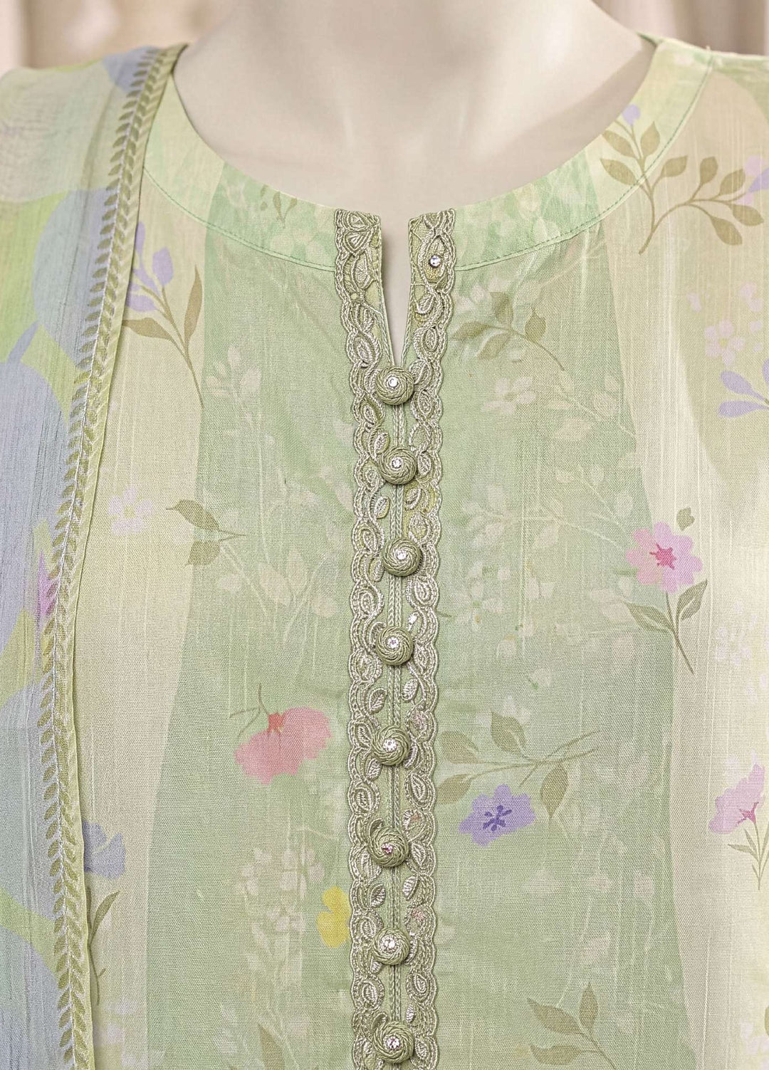 A Flowy Cut by HZ Textiles RTW Printed Raw Silk 3 Piece Suit HZ26RFC RPF-3P-003 Lime Mellow - Casual Collection