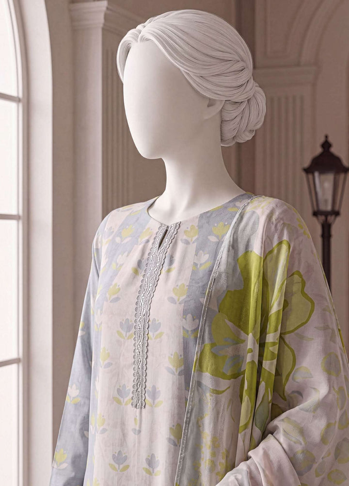 A Flowy Cut by HZ Textiles RTW Printed Rawsilk 3 Piece Suit HZ26RFC RPF-3P-005 Soft Pond - Casual Collection