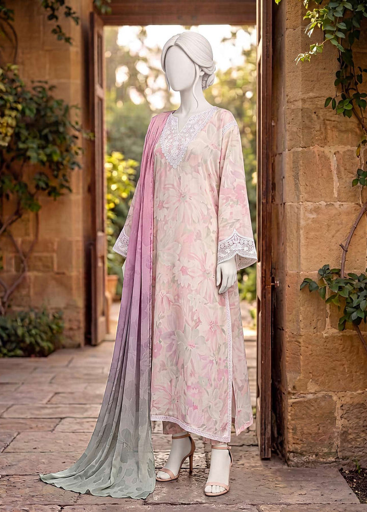 Kaftan Silk by HZ Textiles RTW Printed Rawsilk 3 Piece Suit HZ26RKS XRPE-3P-009 Carnation - Casual Collection