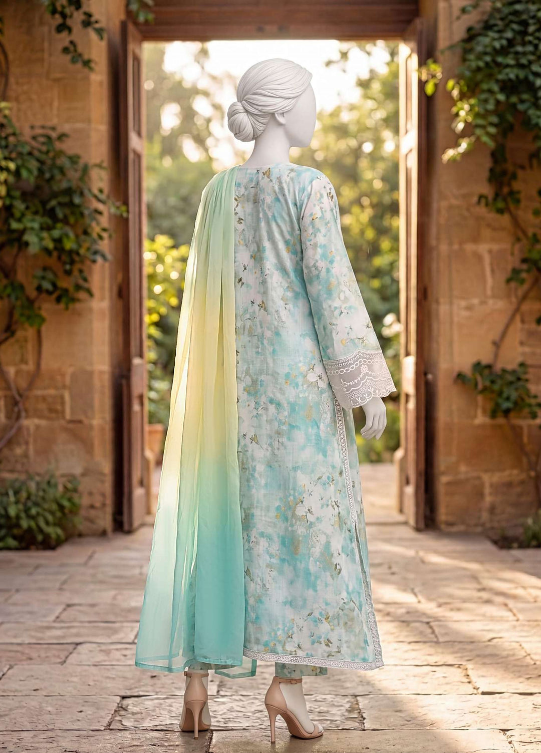Kaftan Silk by HZ Textiles RTW Printed Rawsilk 3 Piece Suit HZ26RKS XRPE-3P-007 Meltsea - Casual Collection
