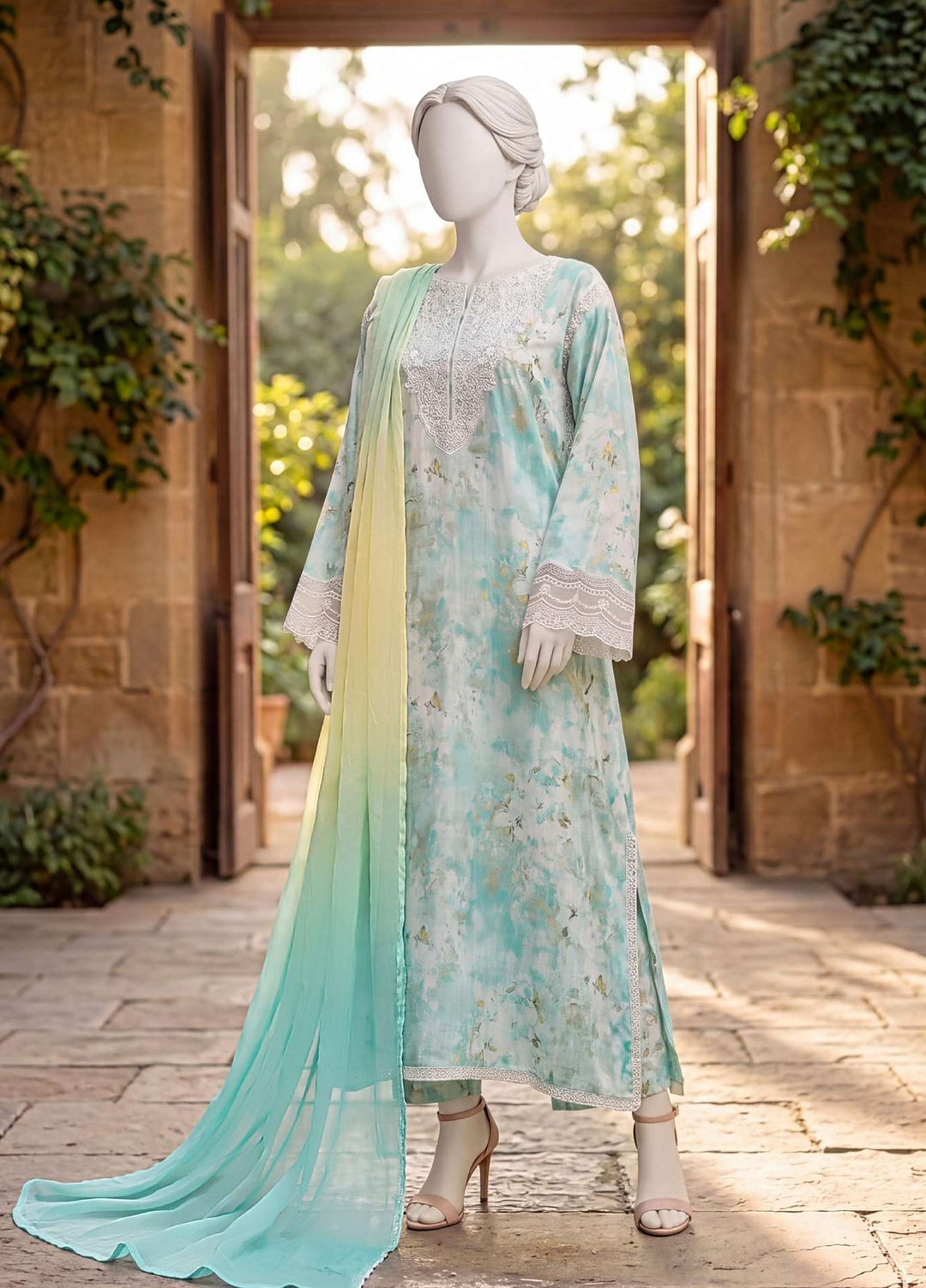 Kaftan Silk by HZ Textiles RTW Printed Rawsilk 3 Piece Suit HZ26RKS XRPE-3P-007 Meltsea - Casual Collection