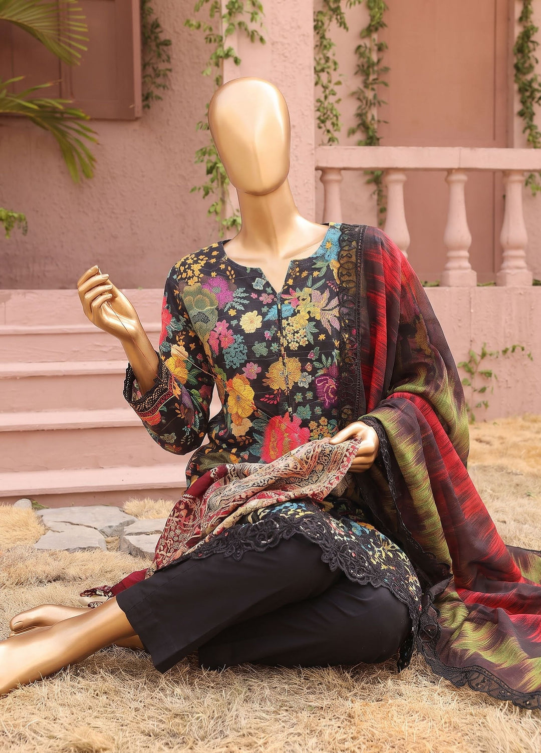 Meenakari by HZ Textiles Unstitched Embroidered Cotton 3 Piece Suit HZ26UCM MEC-1001 - Casual Collection
