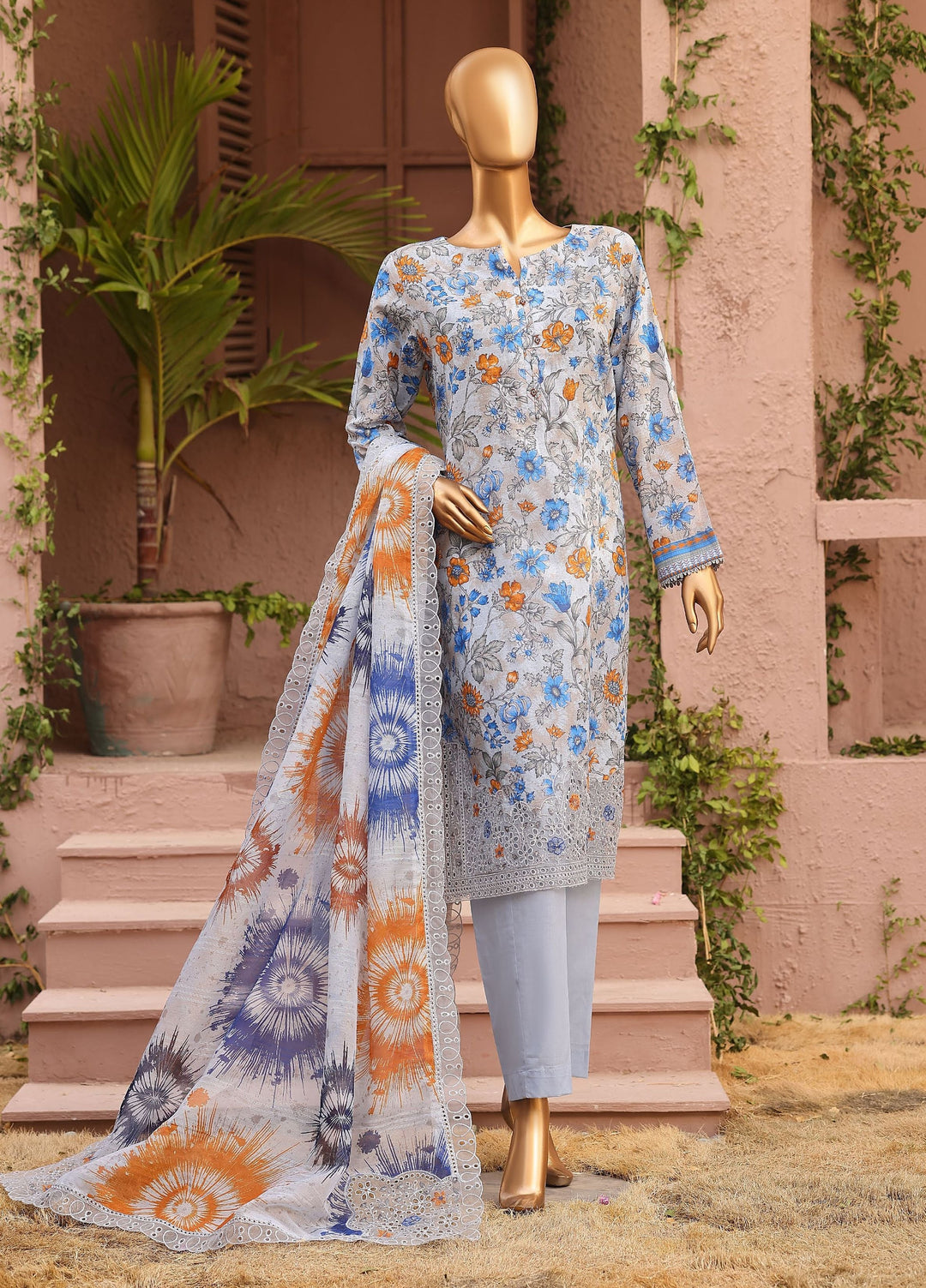 Meenakari by HZ Textiles Unstitched Embroidered Cotton 3 Piece Suit HZ26UCM MEC-1003 - Casual Collection