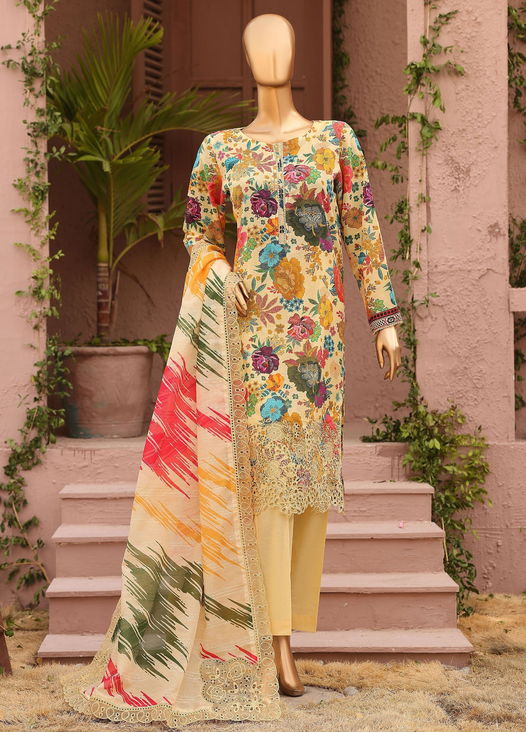 Meenakari by HZ Textiles Unstitched Embroidered Cotton 3 Piece Suit HZ26UCM MEC-1006 - Casual Collection