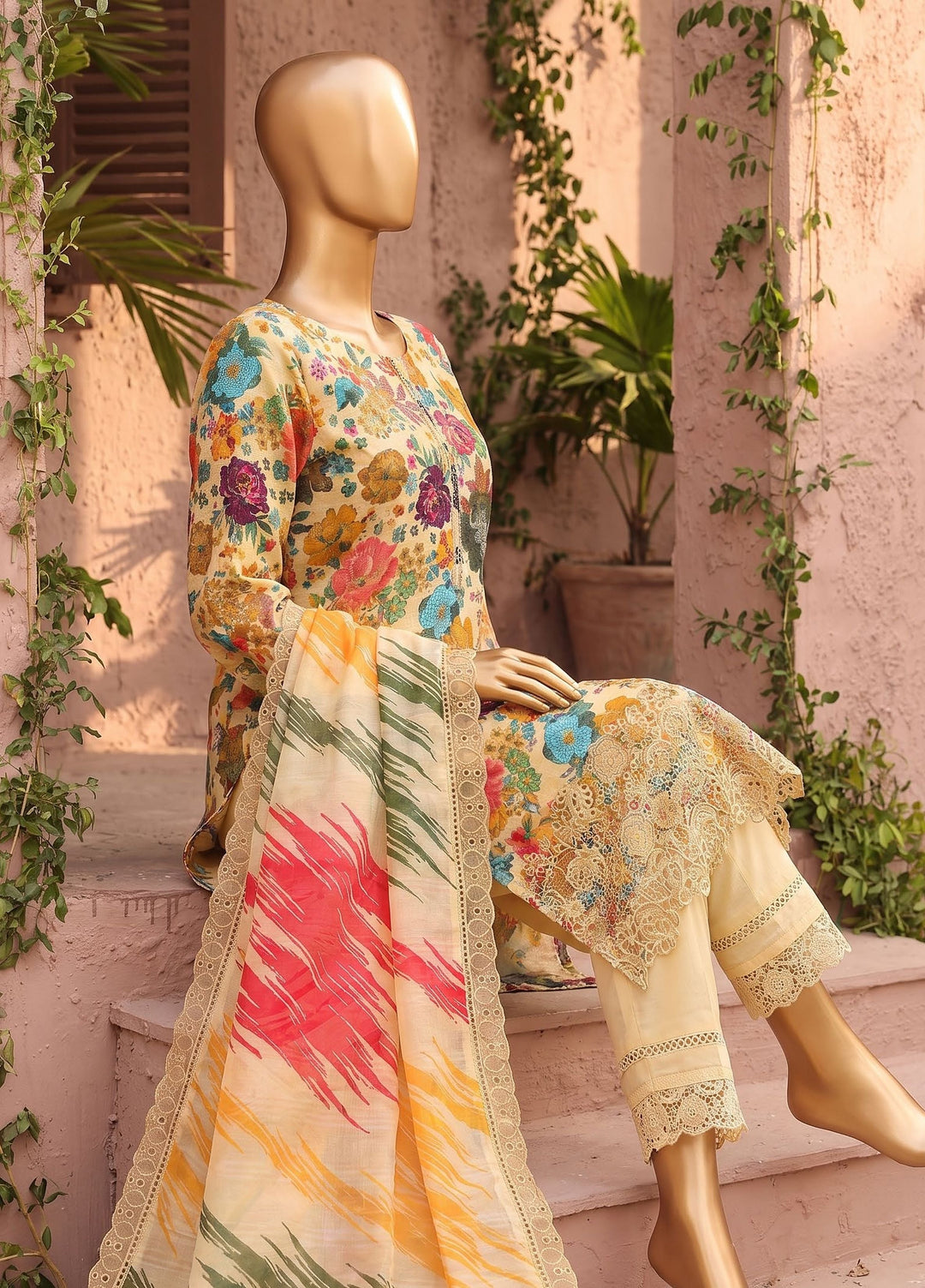 Meenakari by HZ Textiles Unstitched Embroidered Cotton 3 Piece Suit HZ26UCM MEC-1006 - Casual Collection