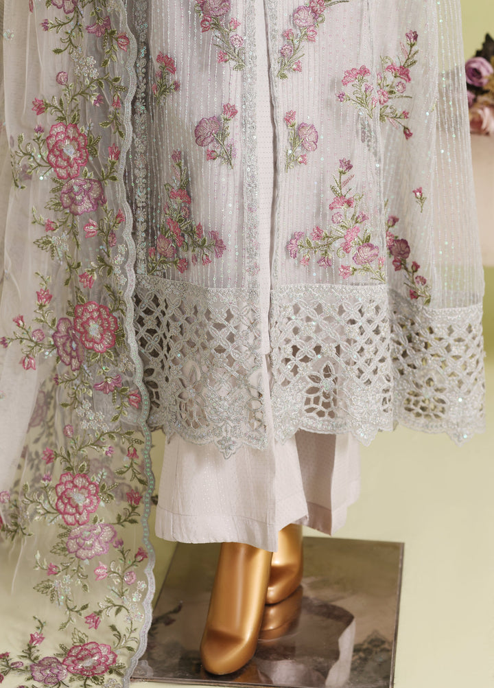 Falsafaa by HZ Textiles RTW Embroidered Organza 3 Piece Suit HZ26ULF HZK-237 C.Blue - Festive Collection