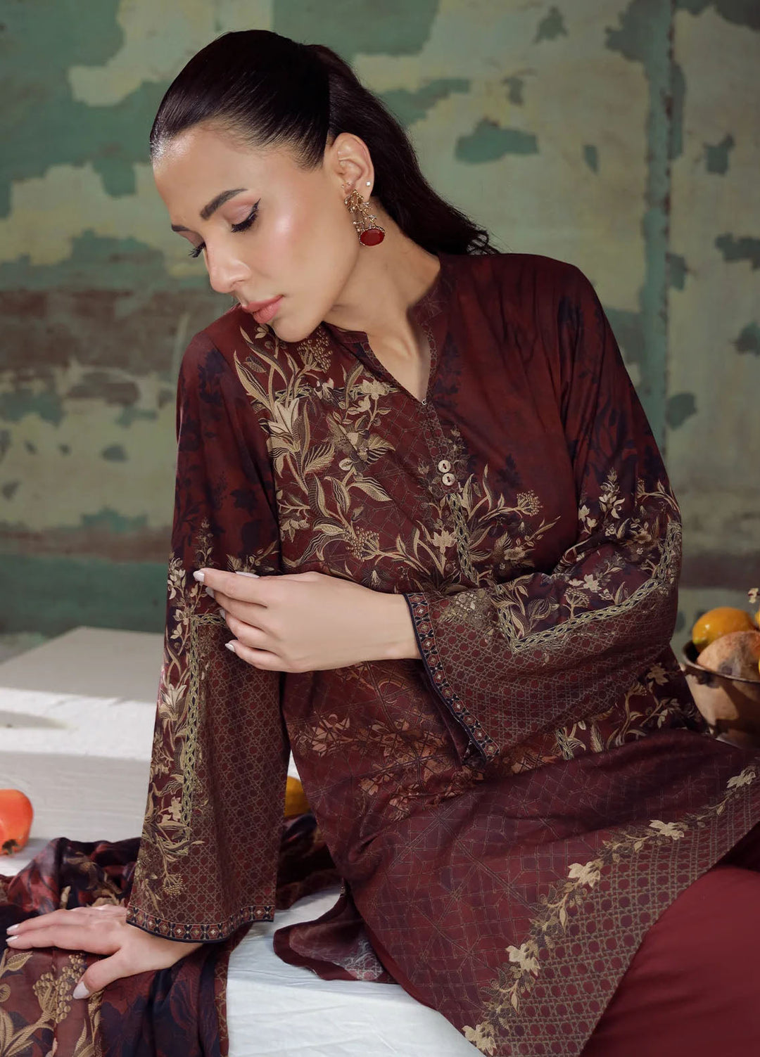 Elara by Sahar Embroidered Cambric Suits Unstitched 3 Piece SHR25EP Hazelwood - Winter Collection