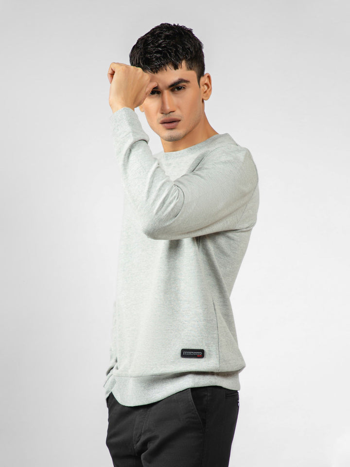 Brumano Ready To Wear Solids Cotton 1 Piece Men Heather Grey Long Sleeve Crewneck Sweatshirt 0-45-023-4008 - Winter Collection