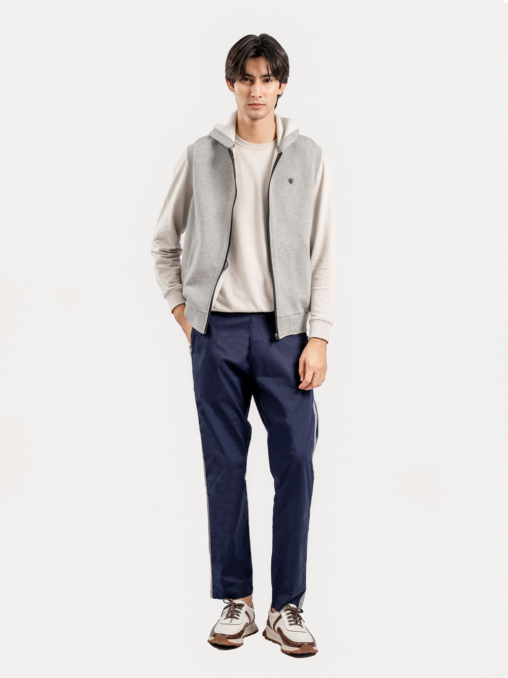 Brumano Mens RTW Solids Cotton Jacket Heather Grey Sleeveless Zipper Winter Collection