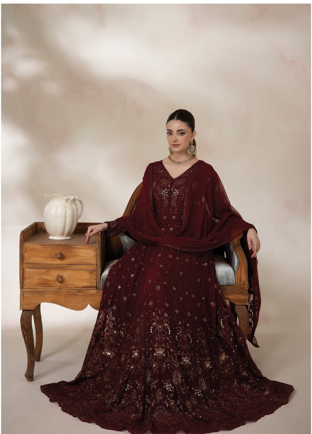 La Fiora by Imrozia Premium Unstitched Embroidered Chiffon 3 Piece Suit IP26ULC AMARANTE I-277 - Wedding Collection