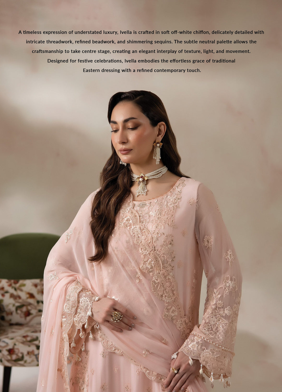 La Fiora by Imrozia Premium Unstitched Embroidered Chiffon 3 Piece Suit IP26ULC IVELLA I-281 - Wedding Collection