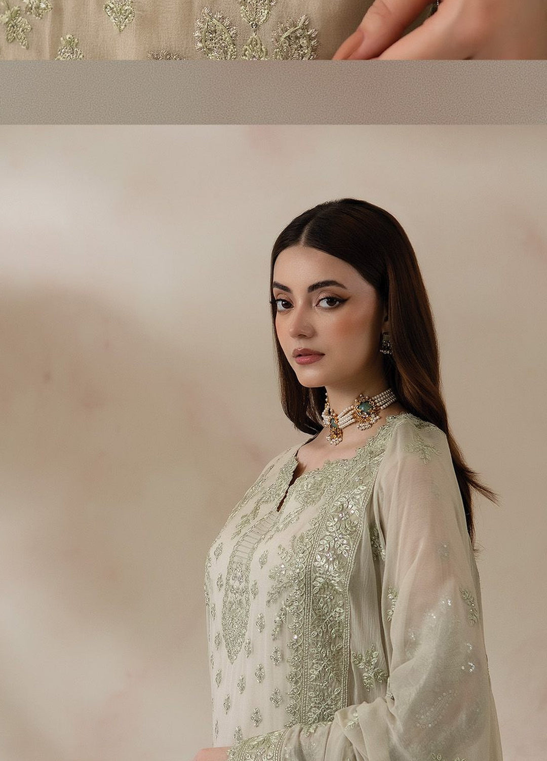La Fiora by Imrozia Premium Unstitched Embroidered Chiffon 3 Piece Suit IP26ULC VERDELLE I-283 - Wedding Collection