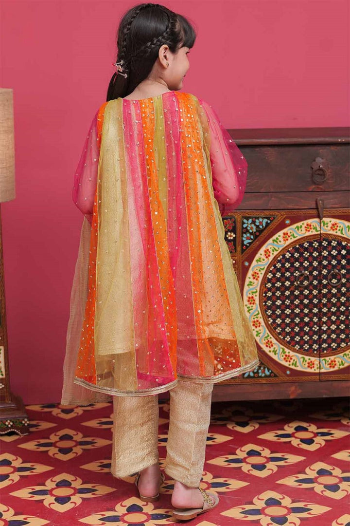Senorita Kids RTW Multicolor and Gold Formal 3 Piece Suit Banarsi Net KDD-02095 - Winter Collection