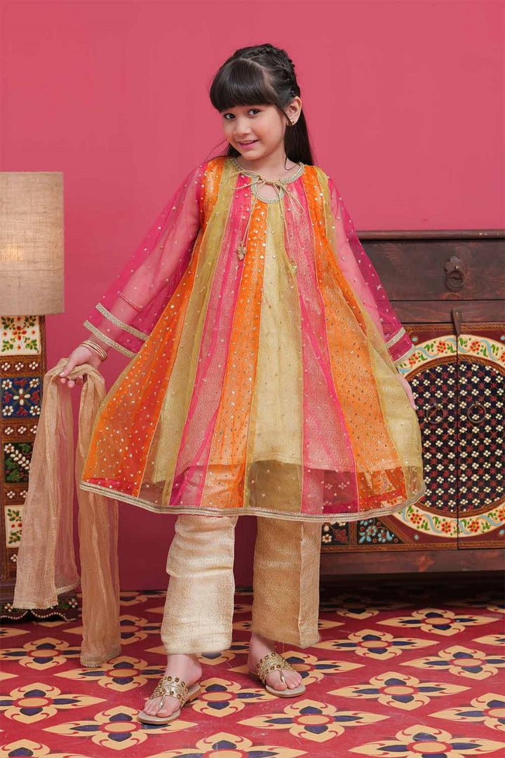 Senorita Kids RTW Multicolor and Gold Formal 3 Piece Suit Banarsi Net KDD-02095 - Winter Collection