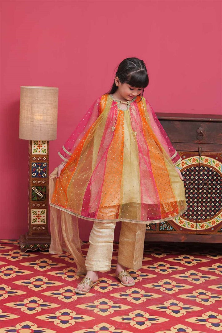 Senorita Kids RTW Multicolor and Gold Formal 3 Piece Suit Banarsi Net KDD-02095 - Winter Collection