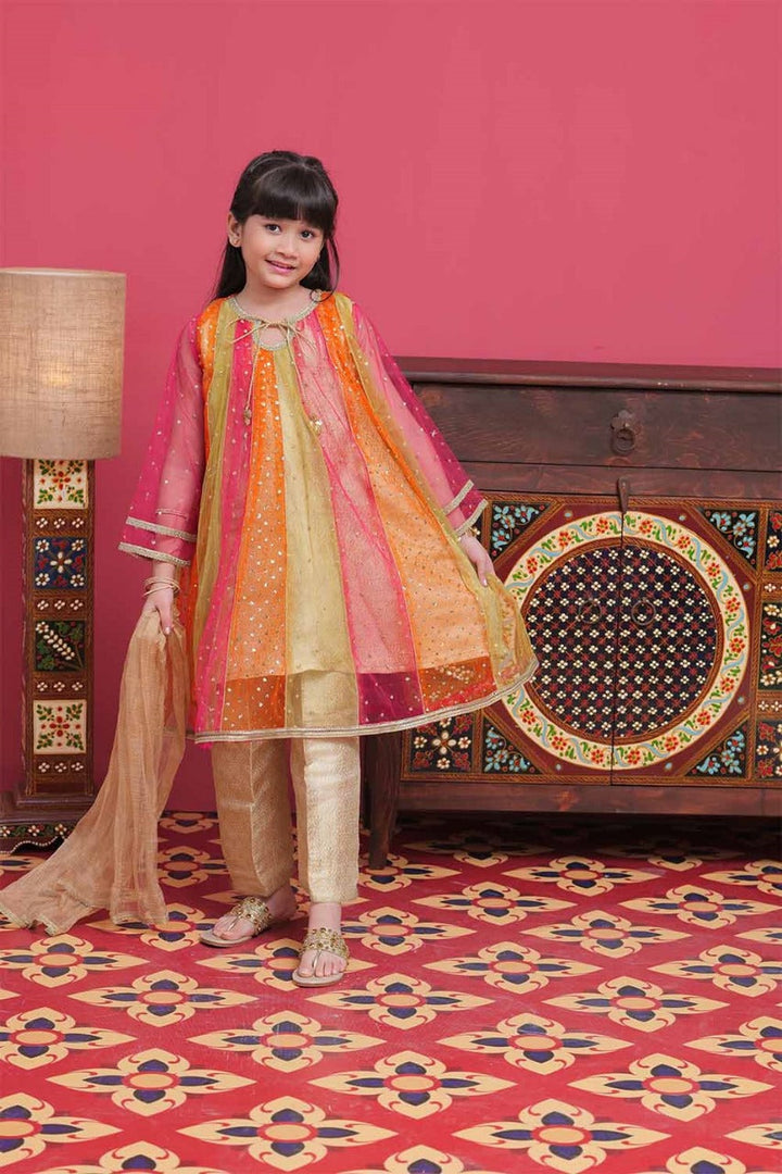 Senorita Kids RTW Multicolor and Gold Formal 3 Piece Suit Banarsi Net KDD-02095 - Winter Collection