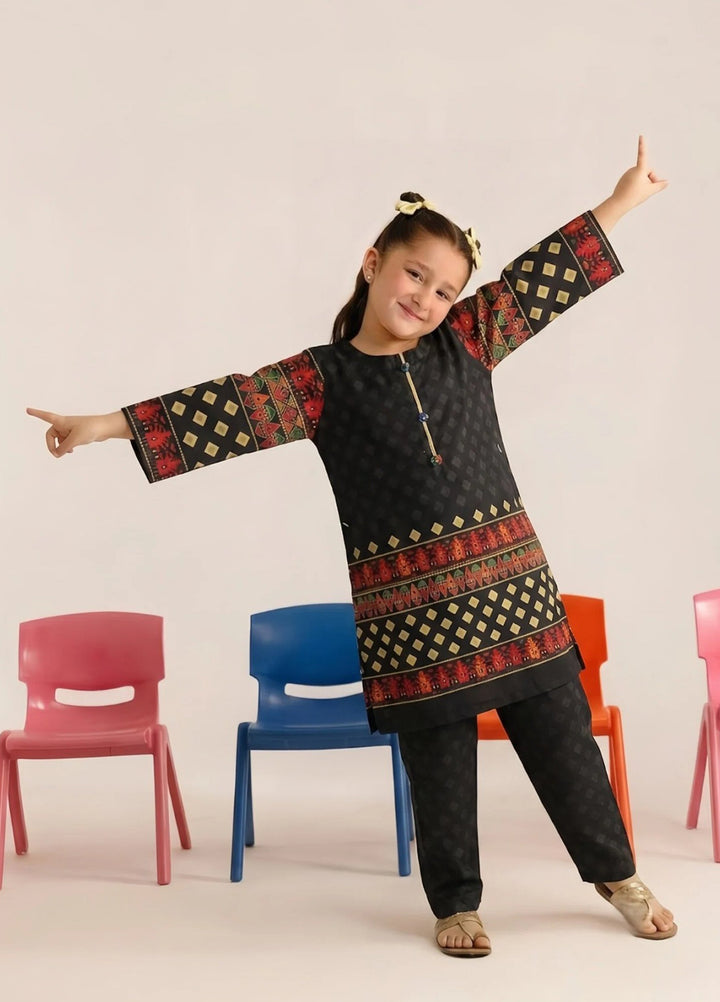 Everyday Edit by Style Up Girls RTW Printed Poly Lawn 2 Piece Suit Black Ember - Casual Collection