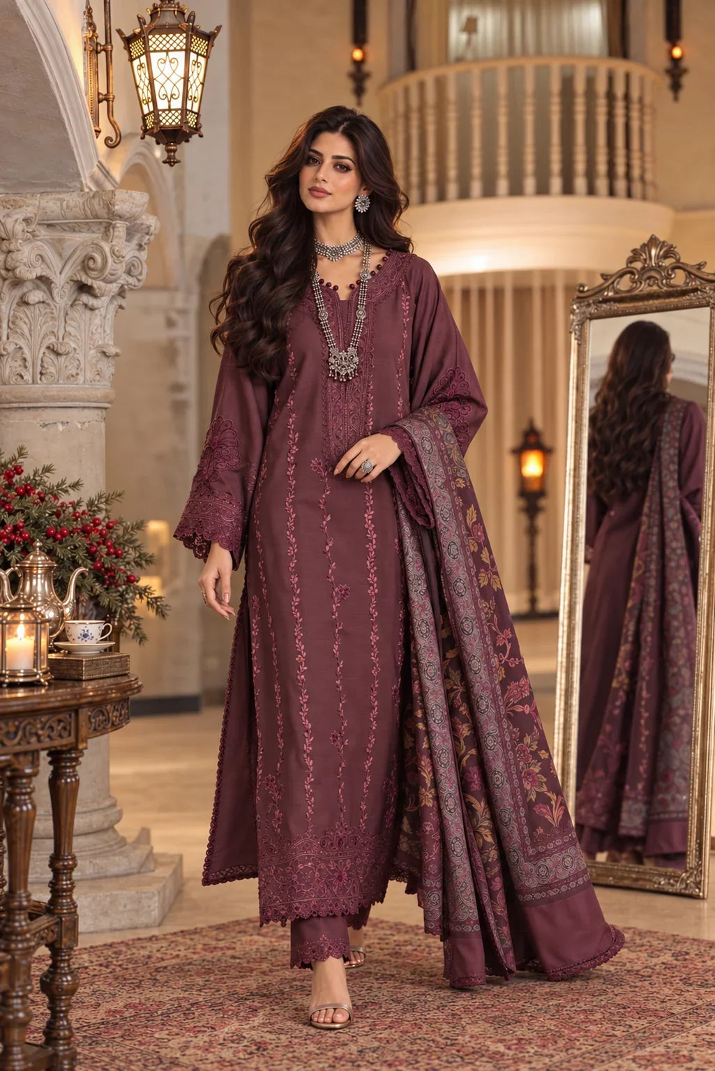 Noor by Saadia Asad Unstitched Embroidered Linen 3 Piece Suit SA26UNL D5 A - Winter Collection