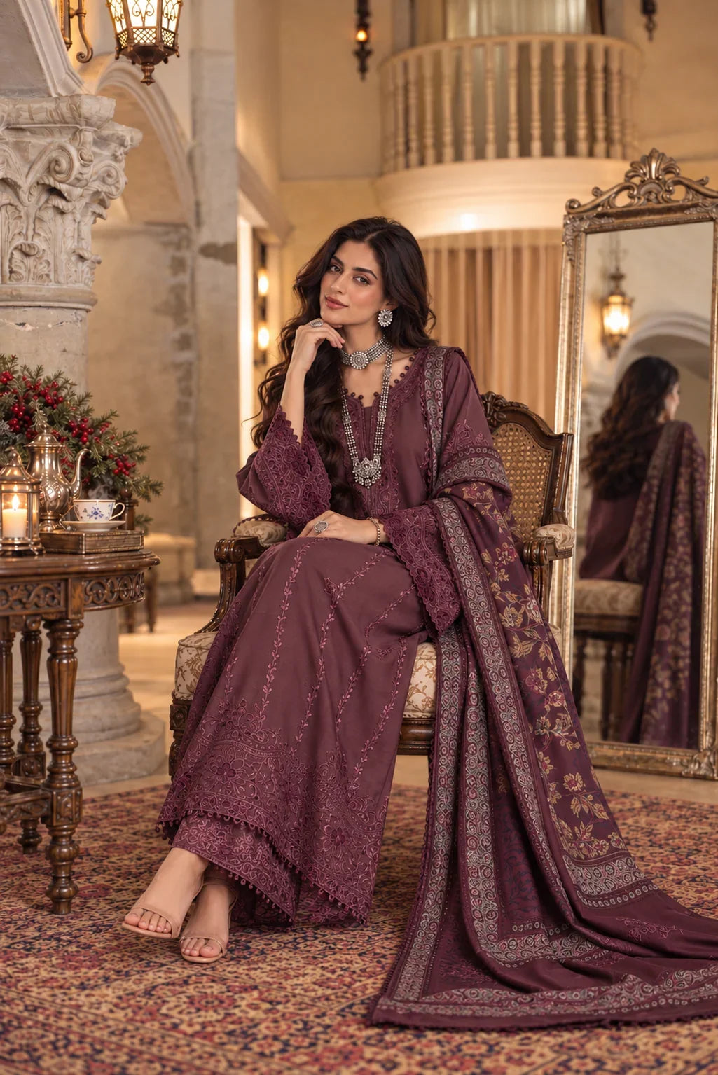 Noor by Saadia Asad Unstitched Embroidered Linen 3 Piece Suit SA26UNL D5 A - Winter Collection
