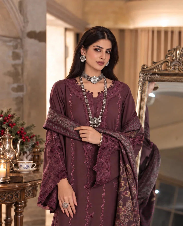 Noor by Saadia Asad Unstitched Embroidered Linen 3 Piece Suit SA26UNL D5 A - Winter Collection