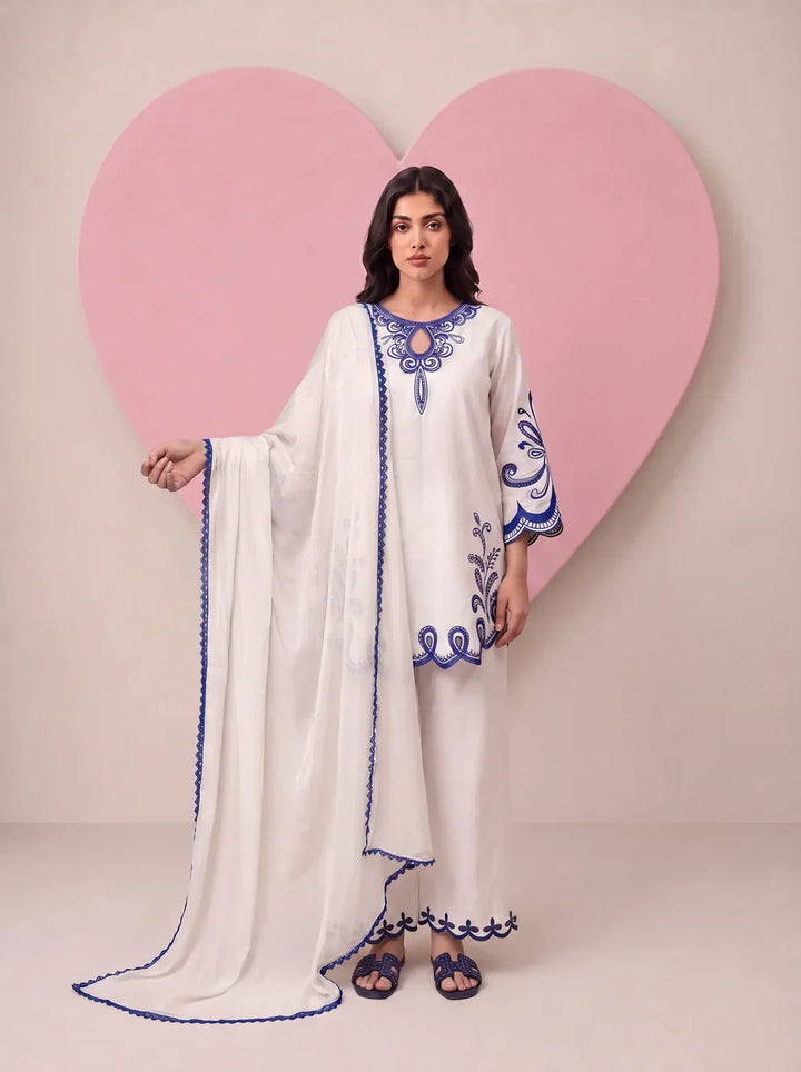Scherezade Women RTW Embroidered Cotton Lawn 3 Piece Suit OCEANE - Casual Collection