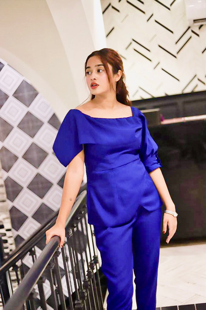 Syah Women RTW Solids Grip Georgette 1 Piece Royal - Festive Collection