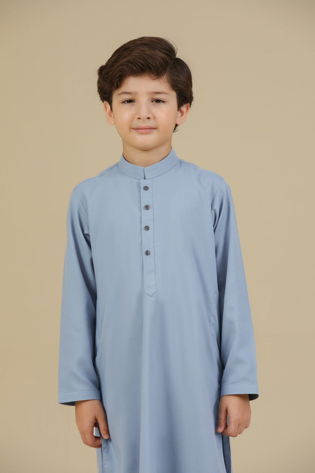 Muraqsh Ready To Wear Solids Cotton Boys Sapphire Blue Blended Kurta Trouser MUR-RBKT - Summer Collection