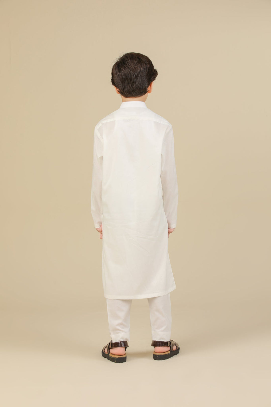 Muraqsh Ready To Wear Solids Cotton Boys Off White Kurta Trouser MUR-OWSCK - Summer Collection