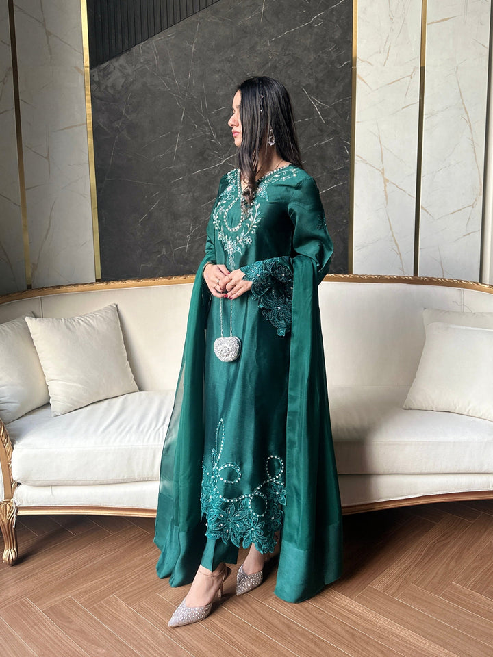 Scherezade Women RTW Embroidered Sheesha Silk 3 Piece Suit IRENA - Festive Collection