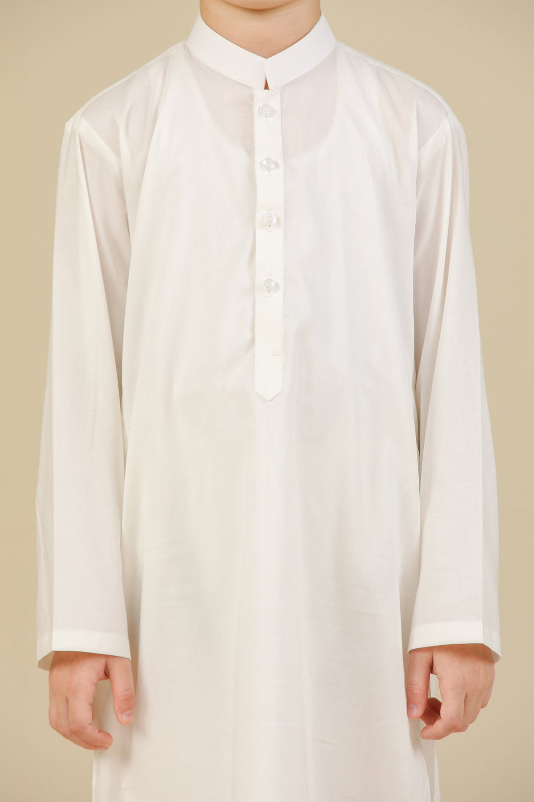 Muraqsh Ready To Wear Solids Cotton Boys Off White Kurta Trouser MUR-OWSCK - Summer Collection