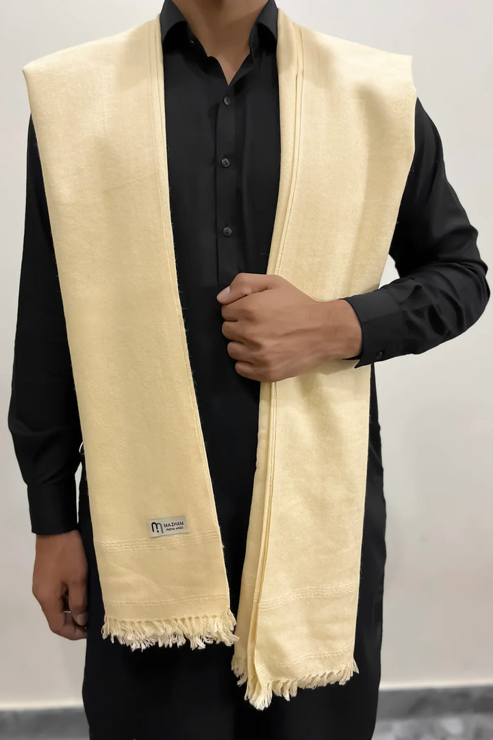 Mazham Wool Shawl Unstitched Cream Wool - Winter Collection