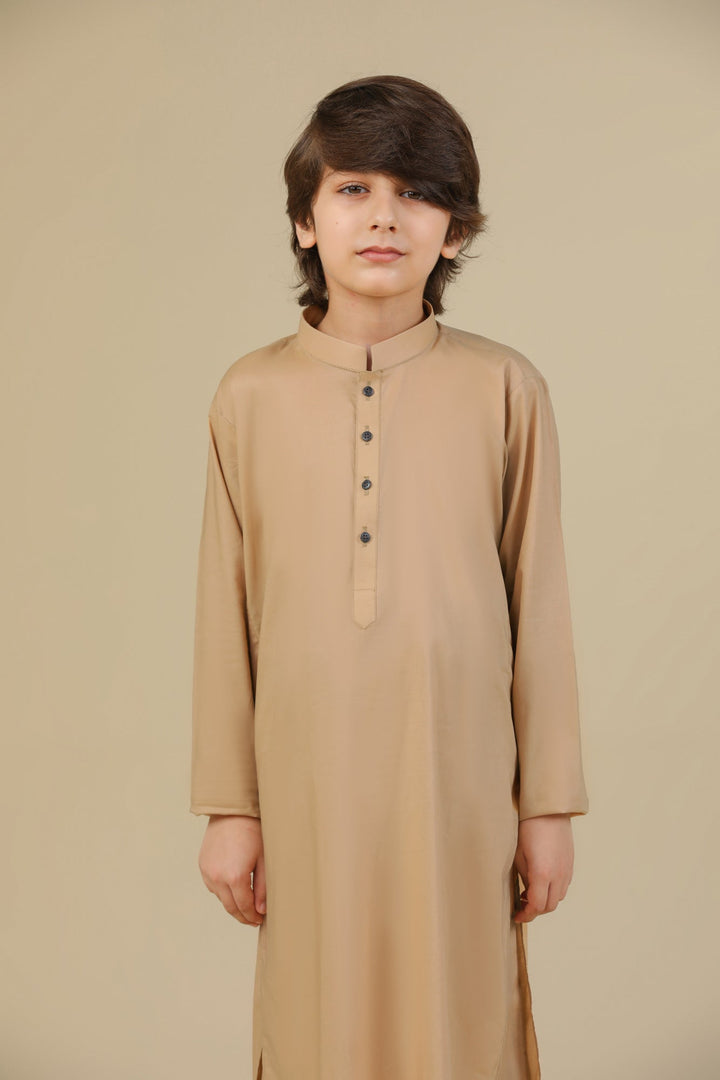 Muraqsh Ready To Wear Solids Cotton Boys Camel Kurta Trouser MUR-CSCKT - Summer Collection