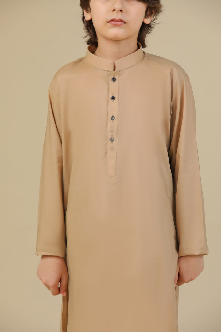 Muraqsh Ready To Wear Solids Cotton Boys Camel Kurta Trouser MUR-CSCKT - Summer Collection