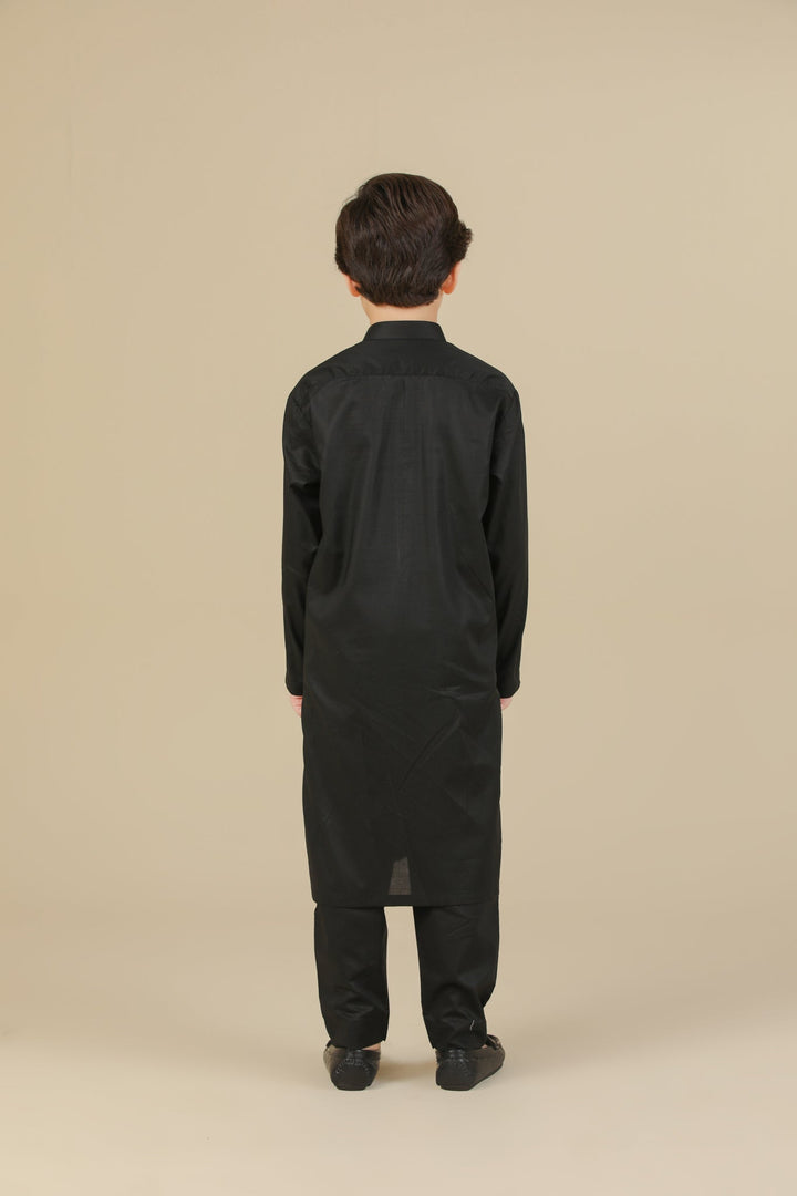 Muraqsh Ready To Wear Solids Cotton Boys Black Kurta Trouser MUR-BSCKT - Summer Collection