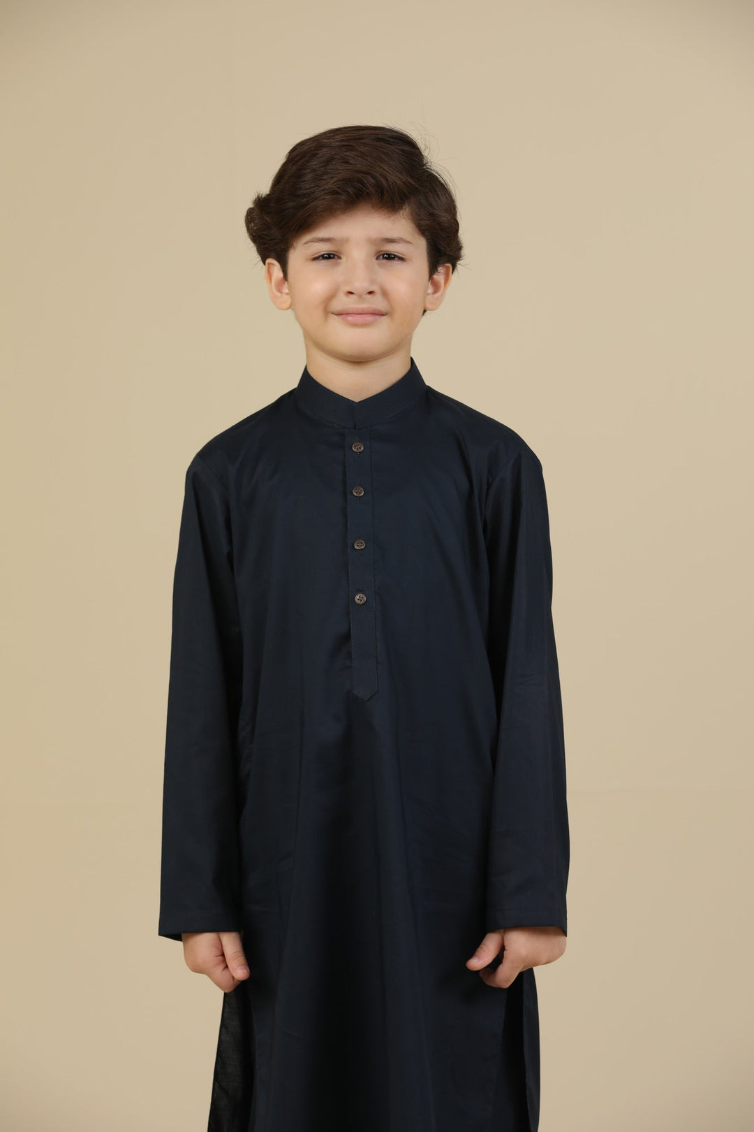 Muraqsh Ready To Wear Solids Cotton Boys Navy Blue Kurta Trouser MUR-NBSCK - Summer Collection